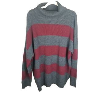 Suzanne Betro Womens Chunky Striped Turtleneck Sweater Size L/XL Casual Lounge